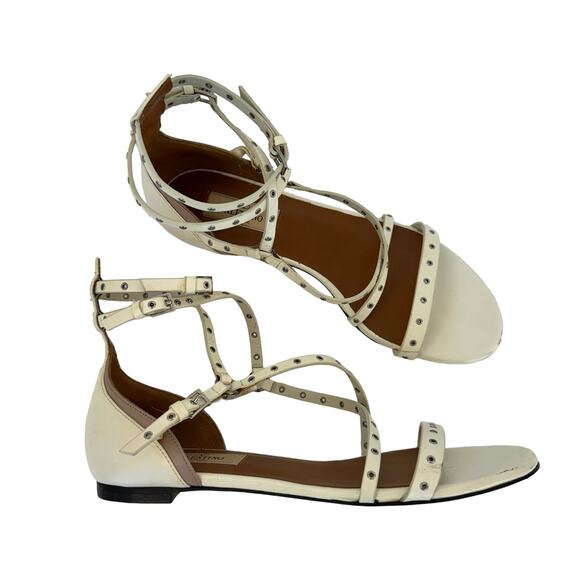 Valentino Garavani Leather Gladiator Sandals Grommet Studded 36.5-37 (US 6.5-7) - Picture 1 of 12